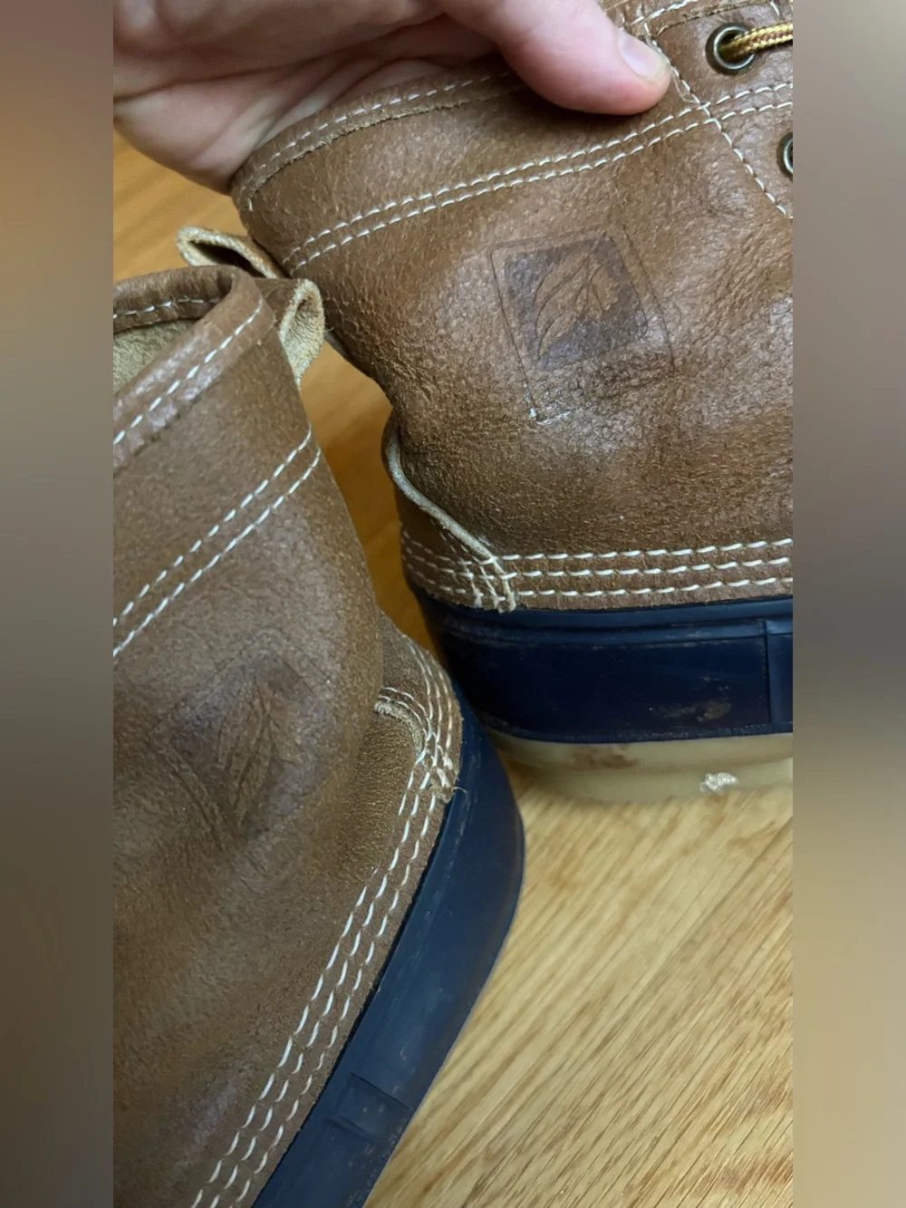 LaCrosse Vintage Classic Duck Boots - Navy and Brown Lace-Up Waterproof Boots